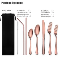 

Stainless Steel Travel Camping Metal Cutlery Set and Straw Set With Case,Lunch Box Utensils, Portable Silverware Set