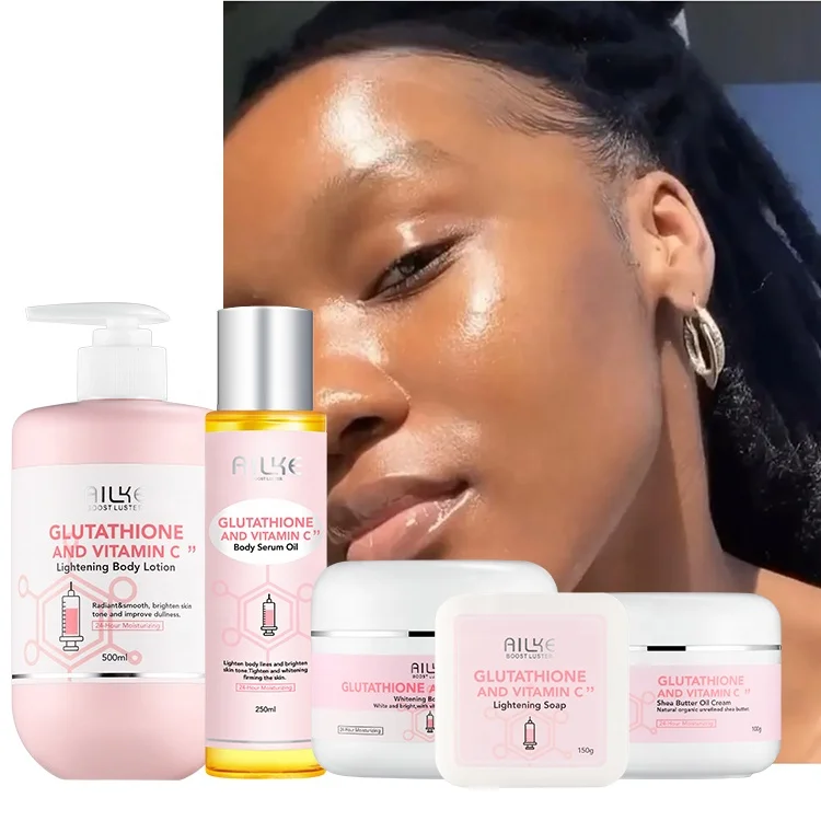

AILKE women's set black skin whitening body lotion organic body oil bath soap shea butter whitening body cream care set