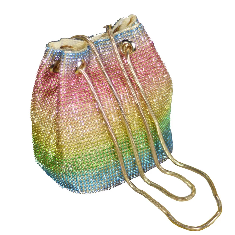 

Colorful luxury rhinestones club fashion women handbags fashion bucket bags, As picture show