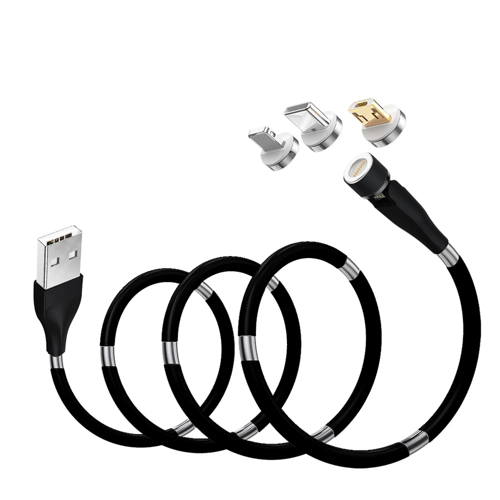 

Wholesale On Stock Magnetic Micro Charging Cable Lighting Phone Accessories Type C Fast Charging Magnetic 3 In 1 Usb Cable, White,black