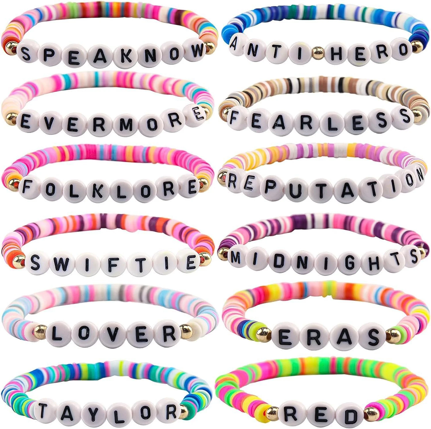 

Hot Selling Adjustable Polymer Clay Letter Beads Friendship Bracelet Women Elastic Rope Alphabet Bracelet Jewelry For Gift