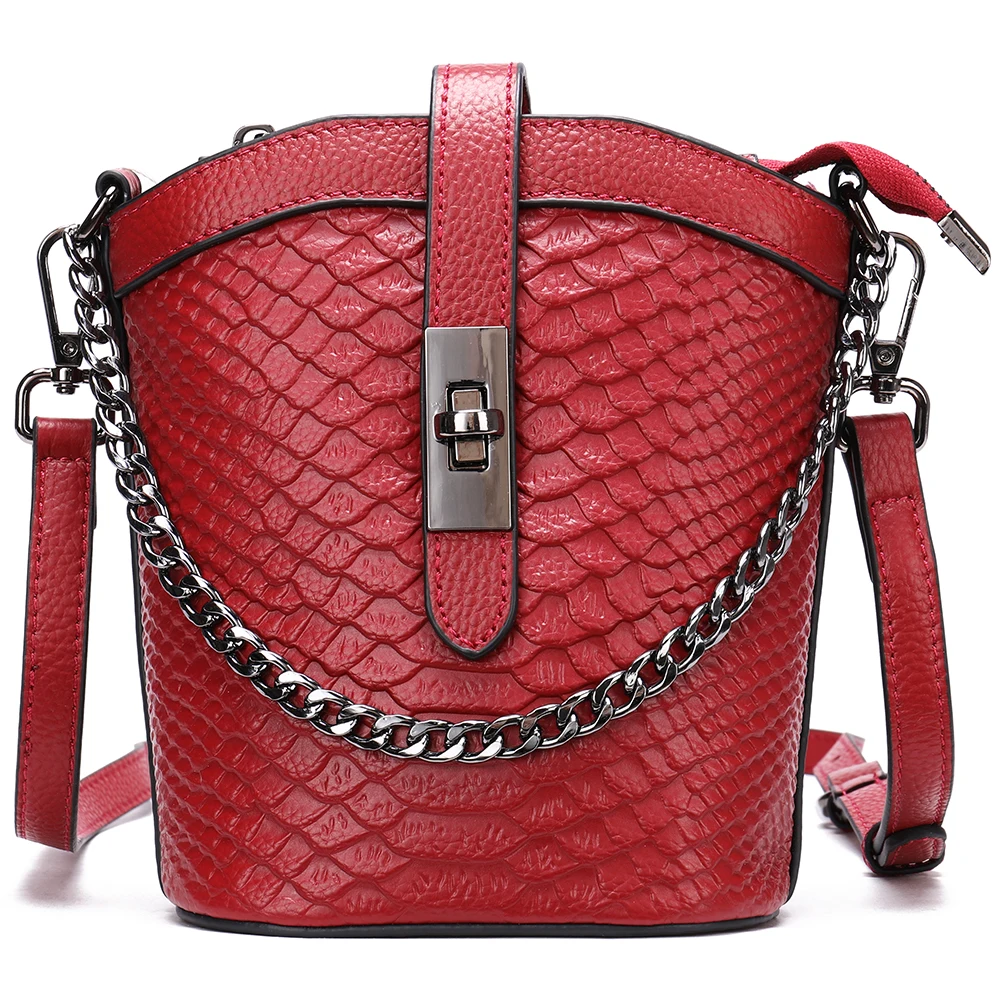 

Westal leather messenger bag women 2021 new fashion vintage one-shoulder chain bag all-match cowhide bucket bag