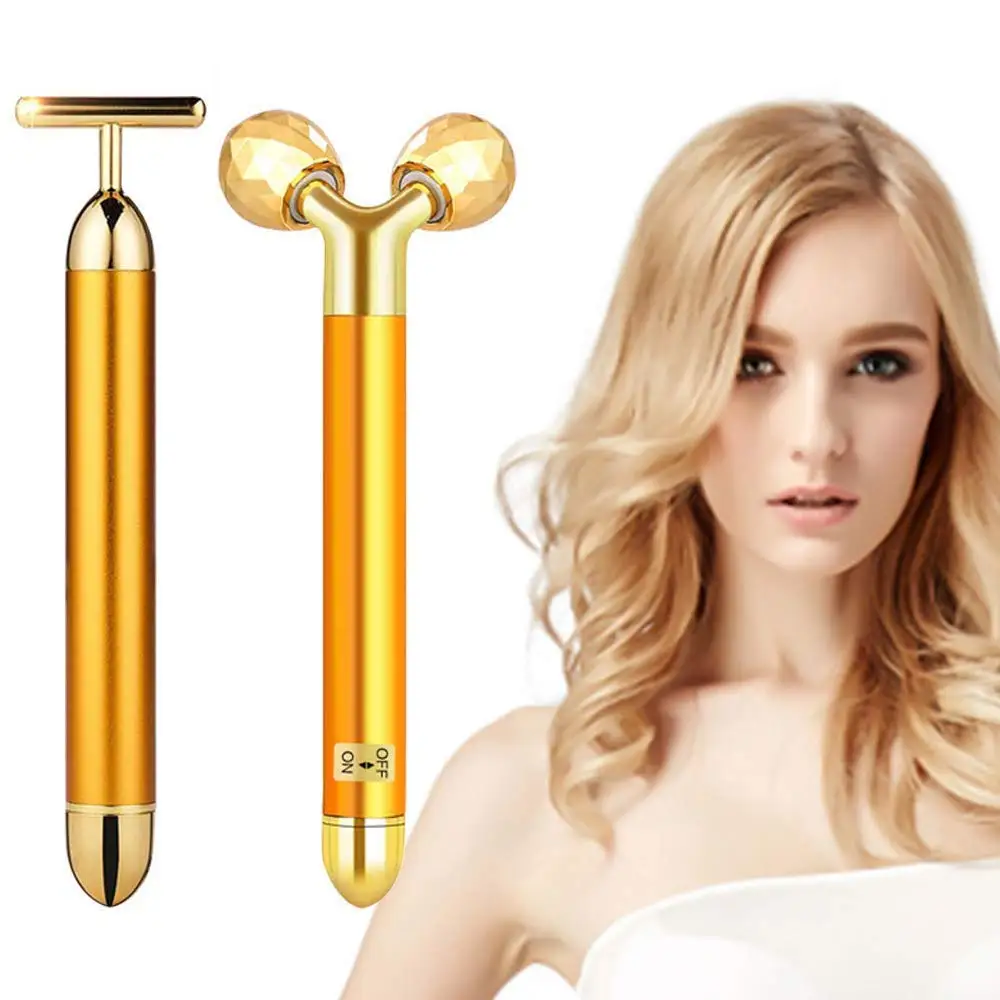 

2023 European and American best-selling beauty stick 24K gold pulse facial massager to soothe the skinfacial massage device