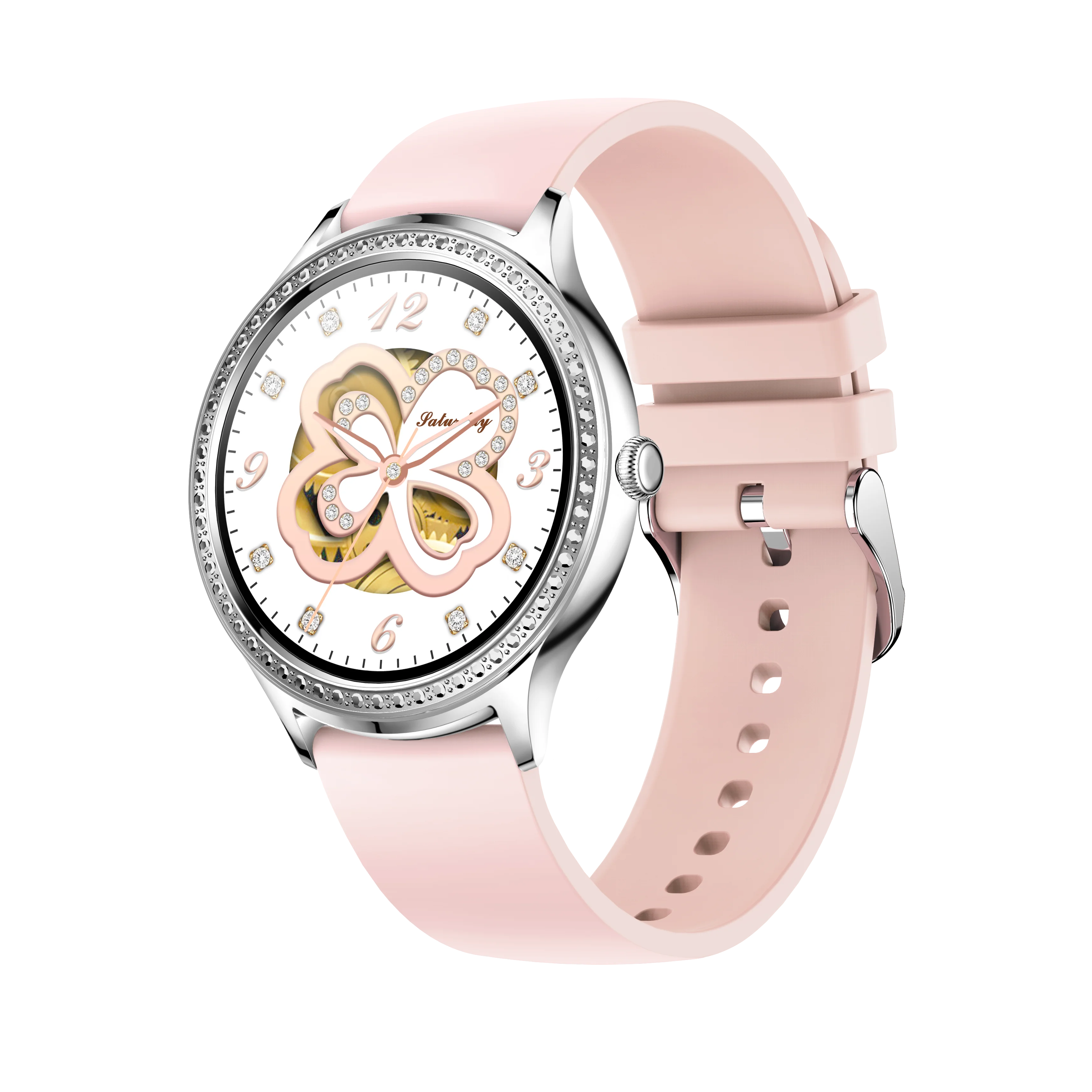 

Fashion Smart Watch for Women Lady 1.32 inch Round Screen IP68 Waterproof Heart Rate AK35 Smartwatch Menstrual Period Reminder