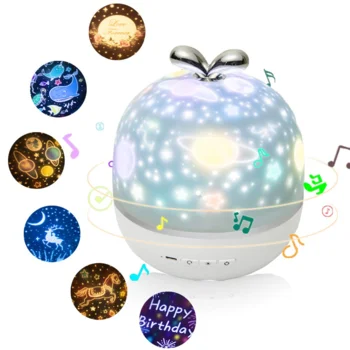 360 Degree Rotation Music Projection Star Lamp Projector LED Night Light Christmas Lights Indoor Decoration Best Gift for Kids