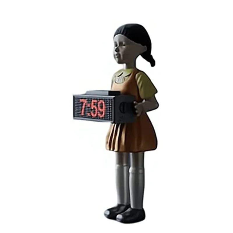 

Squid Game Alarm Clock Music Alarm Clock 123 Wooden Man Ornaments Gift Horror Sound Bedroom Electronic Christmas Gift