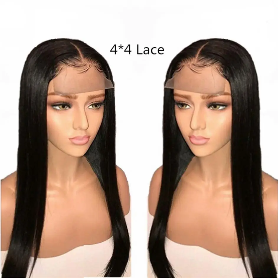 

150% 180% 200% Cheap Wholesale 4x4 Lace Closure Wig Vendors 100% Aligned Cuticle Natural Straight Human Hair Wigs