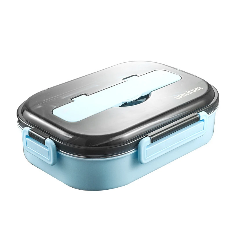 304 stainless steel insulated lunch box student creative square lunch box children compartment plastic lunch box custom