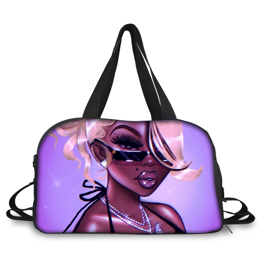 

CUSTOM Dropshipping Gym Travel Bag Duffle Black Art African Girls Print Fashion Weekend Overnigh Traveling Bag Trolley Women's