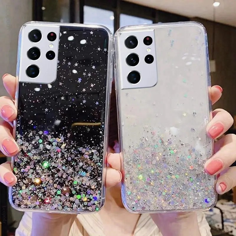 

2021 Star Back Bover For SAMSUNG Galaxy S21 Ultra Luxury Bling Glitter Phone Case, As the picture