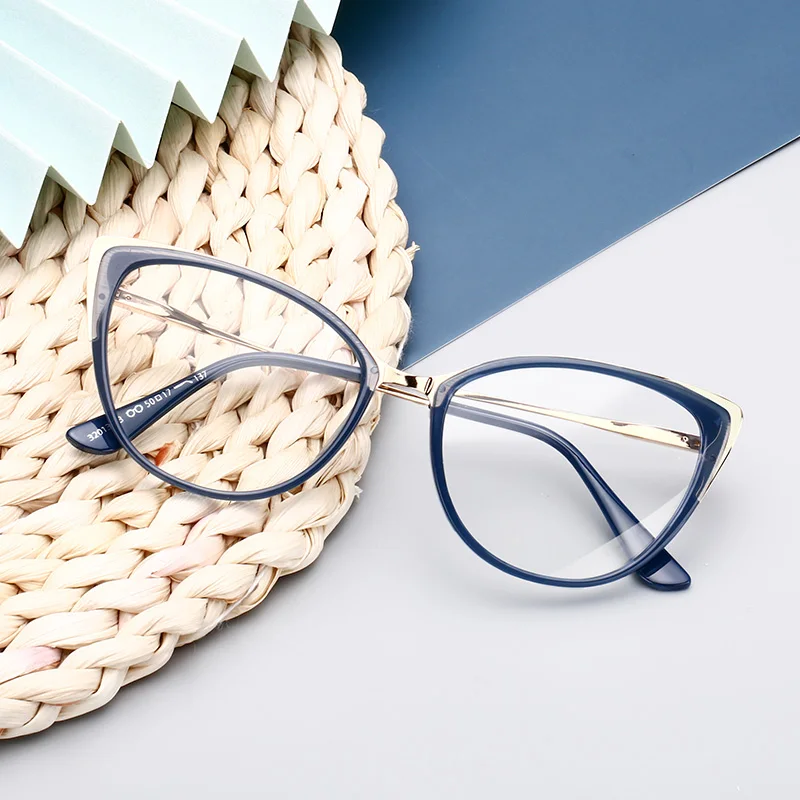 

Anti Blue Cat Eye Computer Blue Light Blocking Eyeglasses Spring Hinge Optical Frames Glasses For Women Men