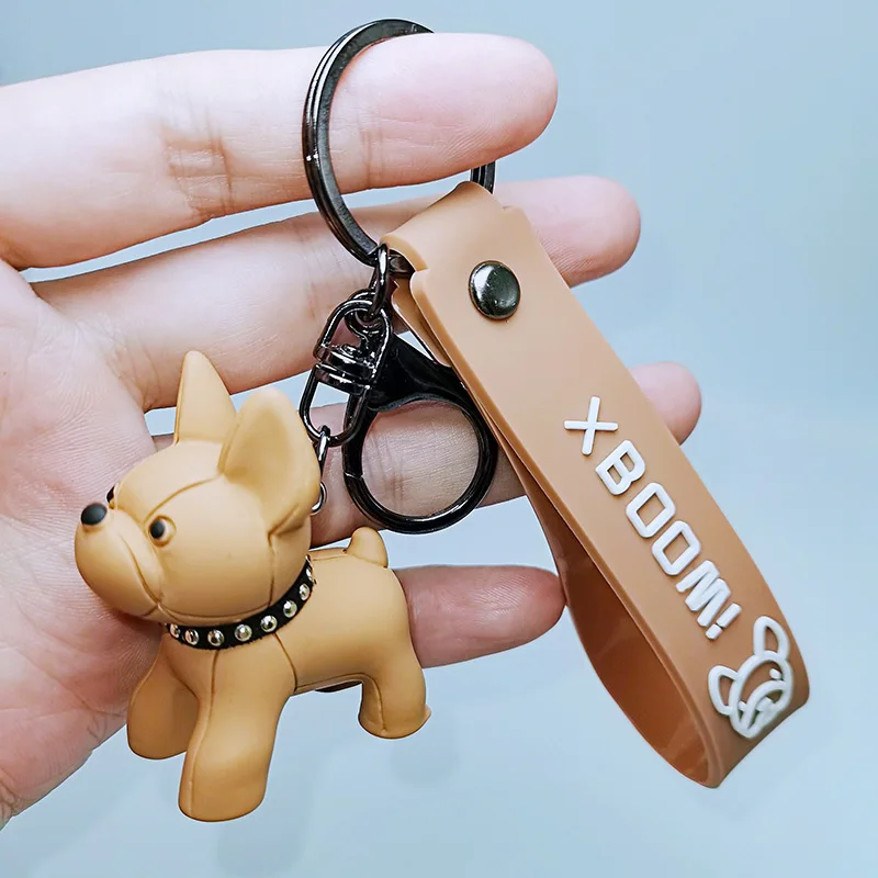 

Classic French Punk Bulldog Keychain Men Car Key Ring Key Chain Pvc Dog Keychains for Women Bag Charm Trinket Zinc Alloy OPP Bag