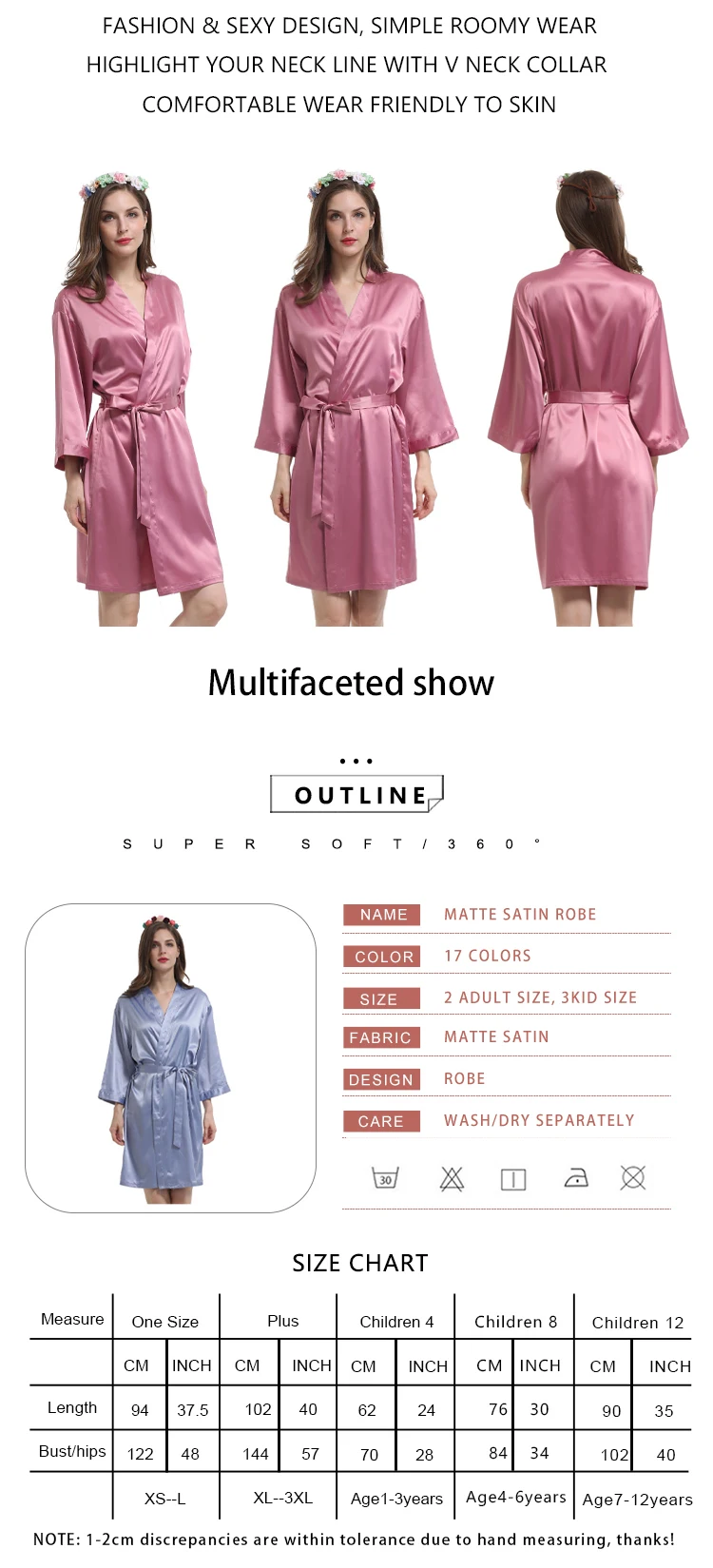 Women's And Girl's High Quality Thick Matte Satin Bridal Wedding Robes