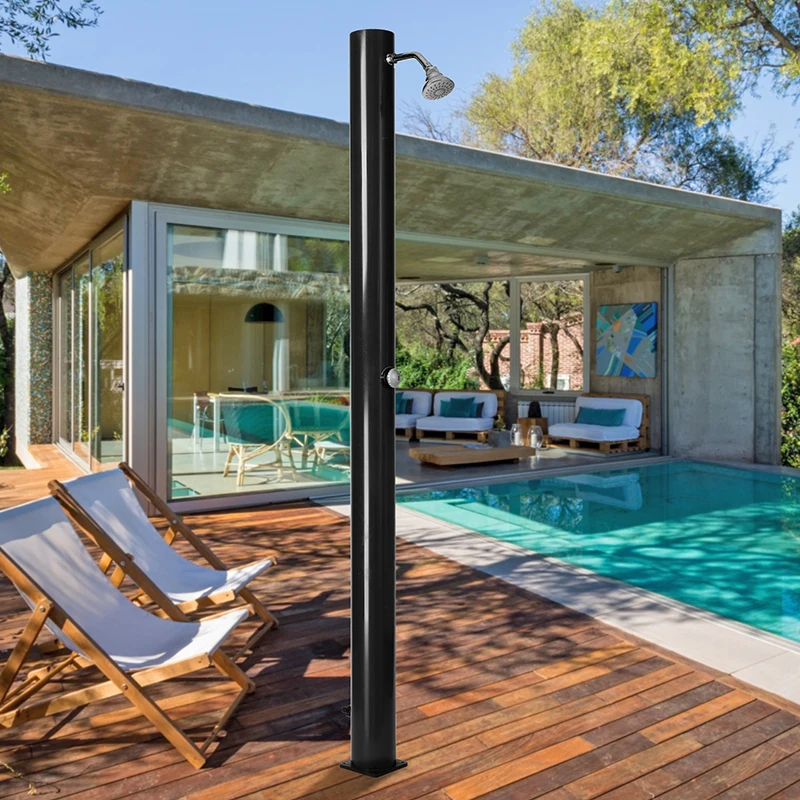 

solar powered outdoor PVC shower 20l camp shower solar, Black
