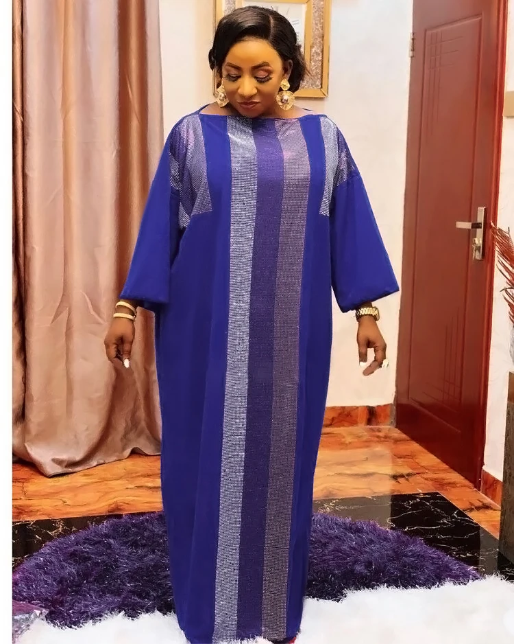 

H & D African Dresses For Women 2020 Dashiki Diamonds Striped Robe Boubou African Africa Maxi Dress