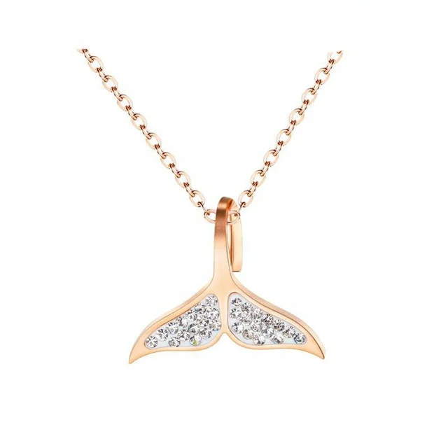 

Nice Fishtail Pendant 316L Stainless Steel Jewelry Plated 18K Rose Gold Mermaid Necklace