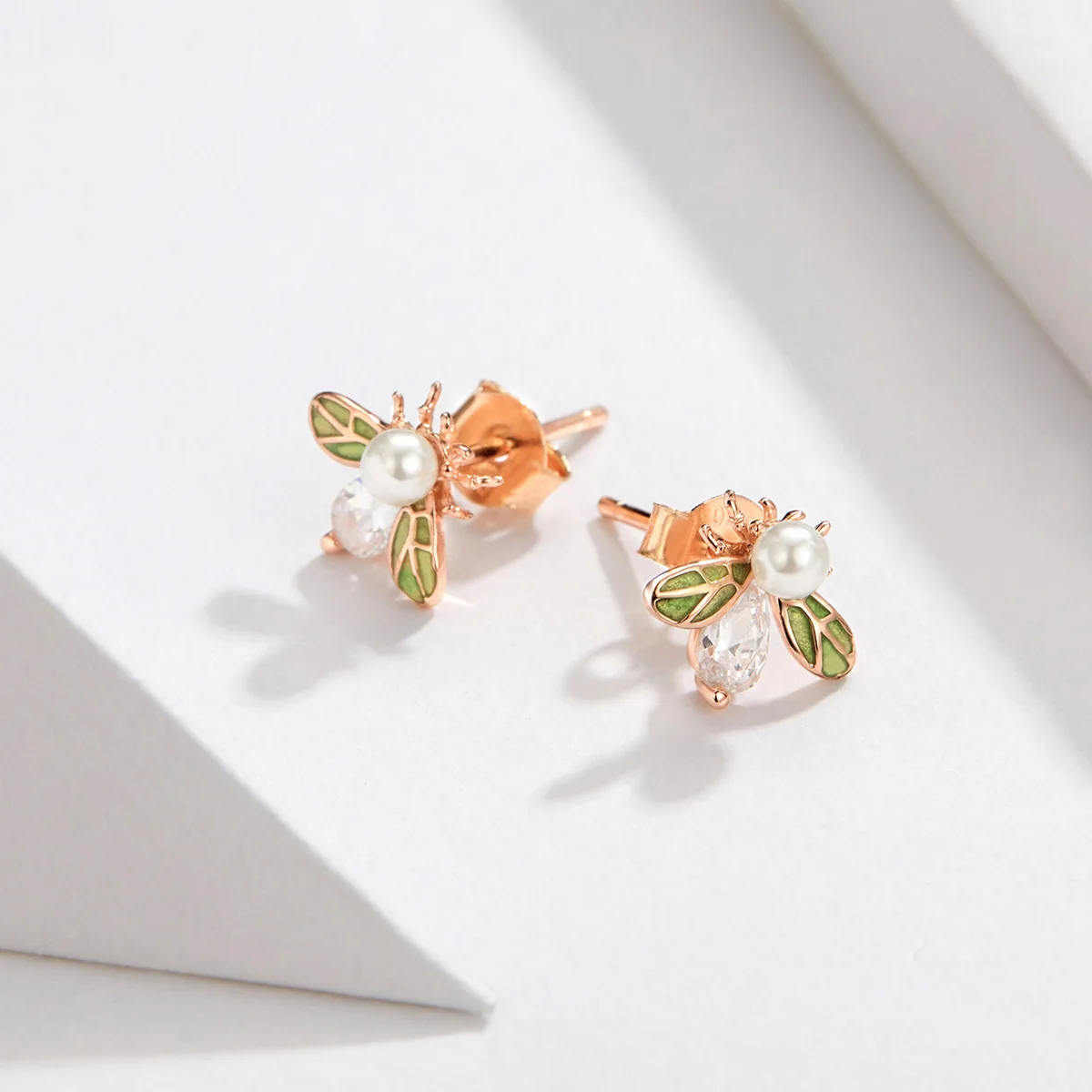 

Jewelry 925 Silver Cute Bee Women Druzy Studs Earrings