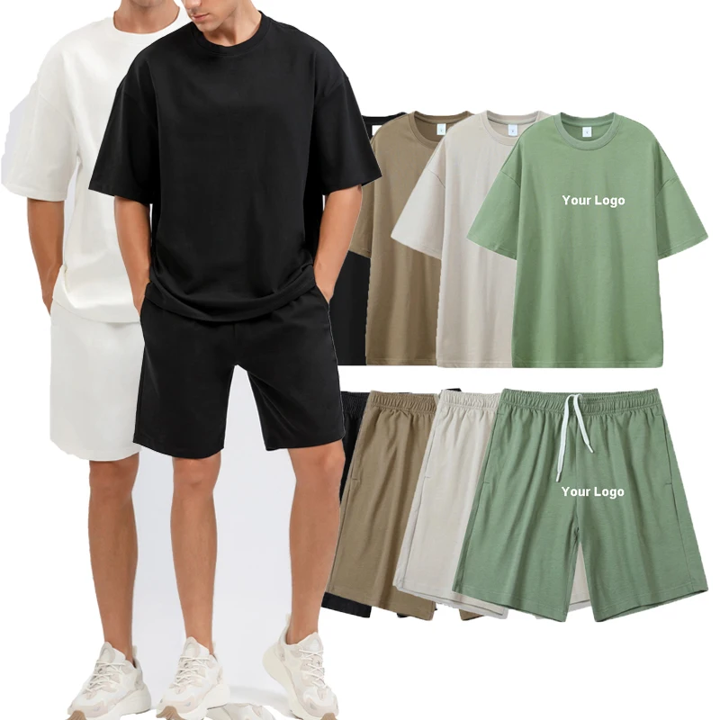 

High Quality Summer Custom Logo Cotton Mens Shorts And T Shirt Sets Jogger 2 Piece Set Shorts Set For Men