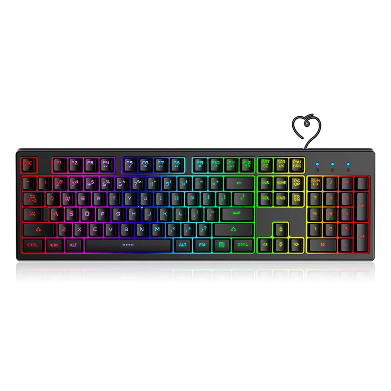 

New Arrivals Ergonomic RGB Sinking Mechanical Feeling Wired Gaming Keyboard with Multi-media Keys, Black,white,pink