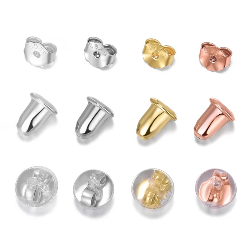 

S925 Silver Butterfly Earrings Back Fit Stud Earrings Clasp Earring Stopper DIY Earring Fashion Jewelry Findings, Platinum /gold /rose gold/silver