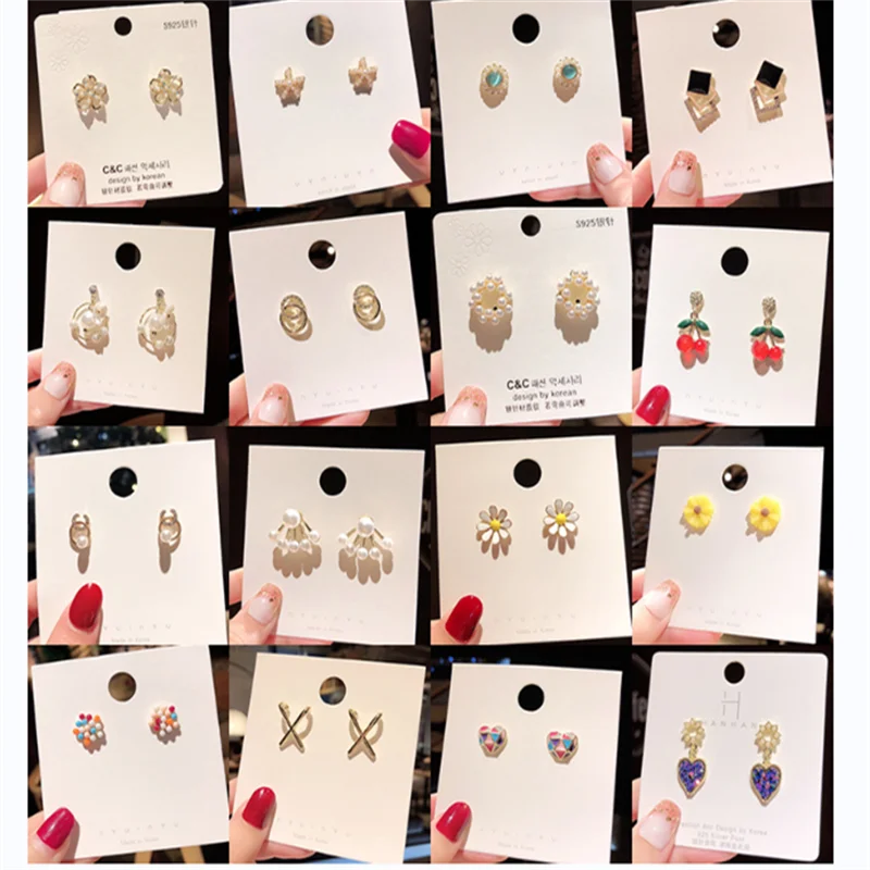 

Aug jewelry mixed batch wholesale optional 925 silver needle pearl earrings low price high quality cute fashion earrings, Picture shows