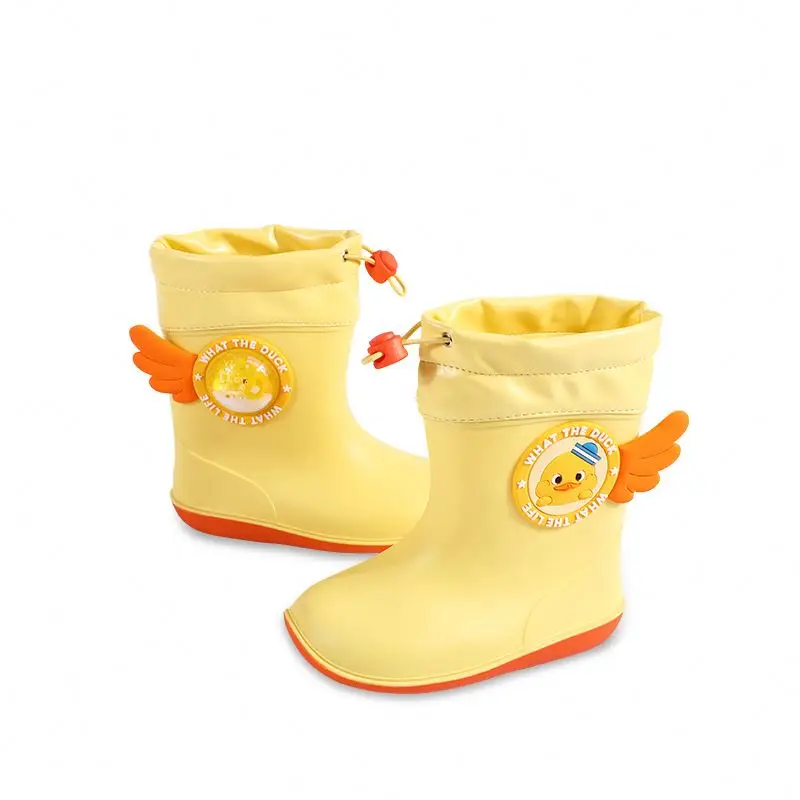 

Beautiful Children Rubber Rain Shoes fashion Gumboots For Kids Wholesale, Yellow/pink