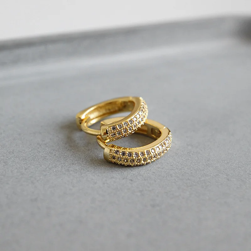 

High Quality Jewelry Micro Pave Cubic Hoop Earring Gold Plated Brass Cubic Zirconia Clip On Hoop Earring For Girls, Picture
