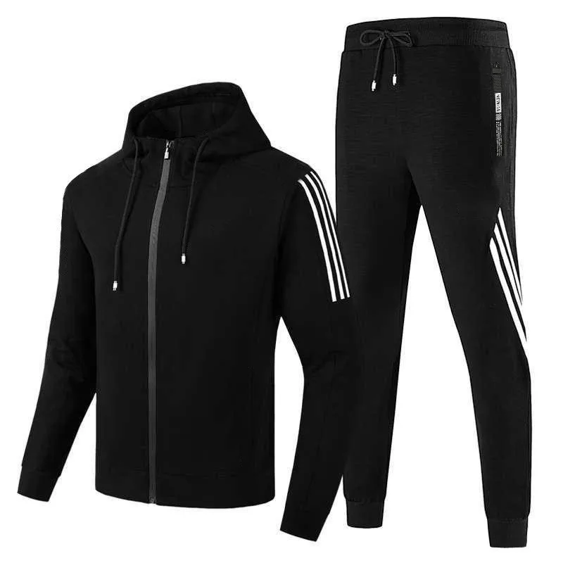 

Casual Gym Sports Traning Wear Zipper Jogging Suit Mens Hoody Sweatsuit For Men 2 Piece Sets, Black, white, red