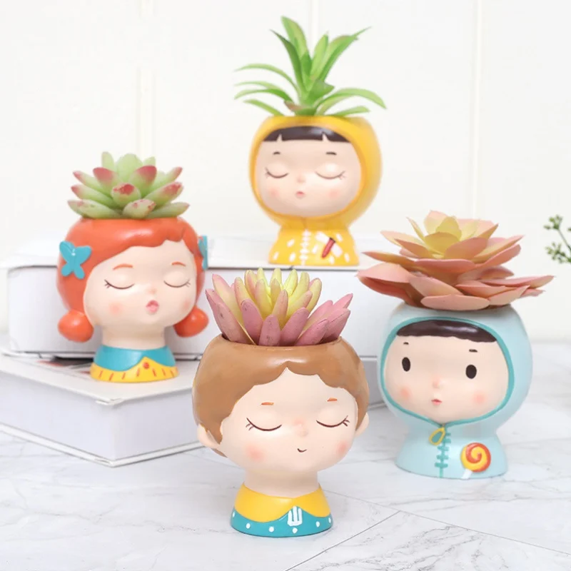 

Mini Enamel Cute Cartoon Girl Succulent Plant Flowerpot Desk Handicraft Bonsai Decoration Birthday Gift Ideas