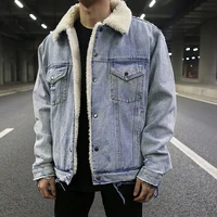 

OEM private label men custom stock dropshipping blue distressed sharpe mens denim jacket