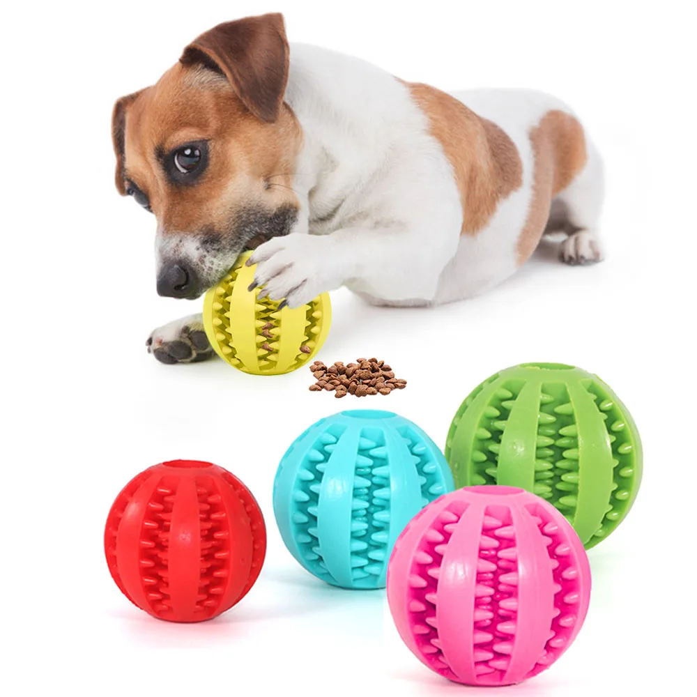 

Nontoxic Bite Resistant Pet Food Treat Feeder Chew Tooth Cleaning Durable Dog Ball Interactive Toys