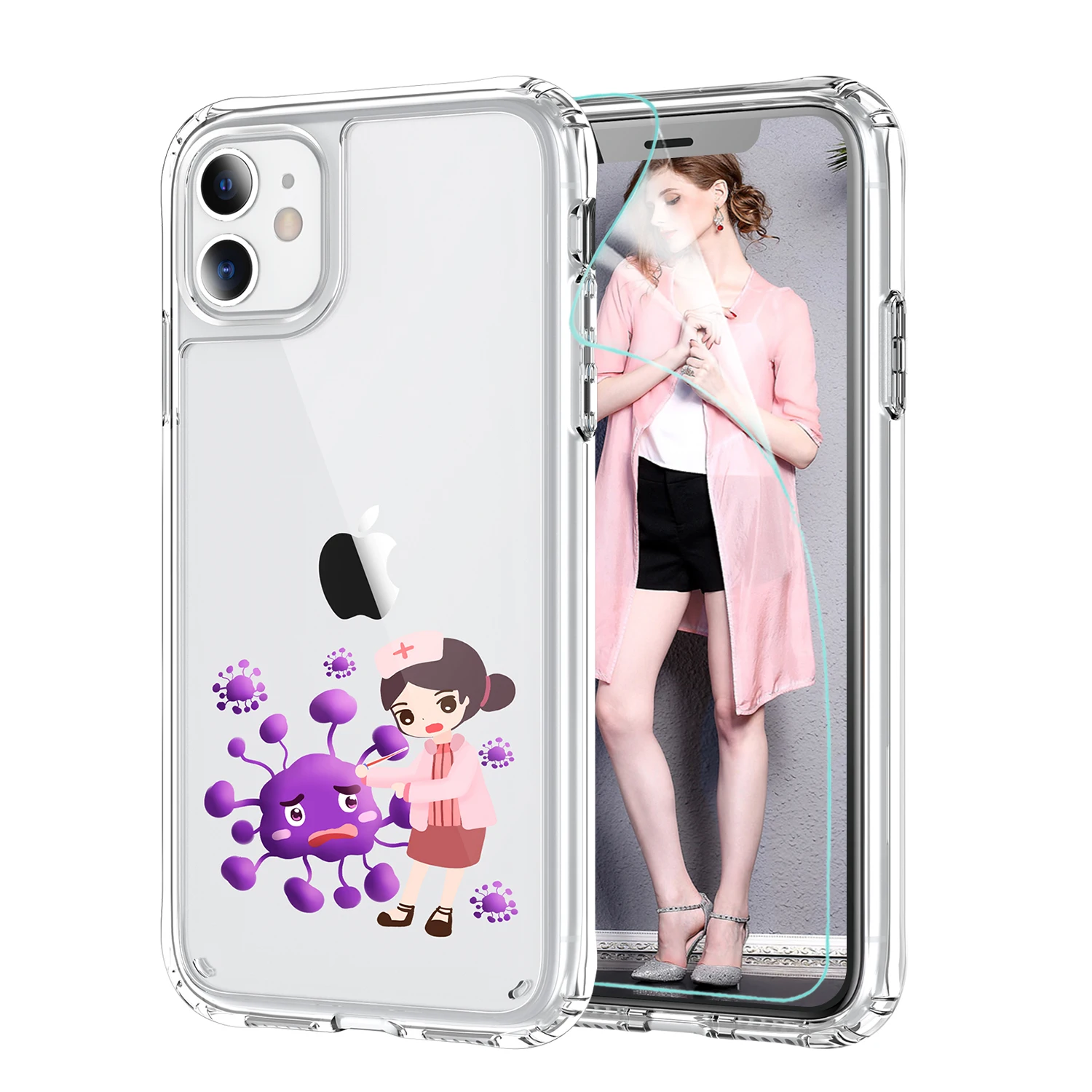 

Cartoon Pattern Printing Custom phone case For iphone 11, Clear