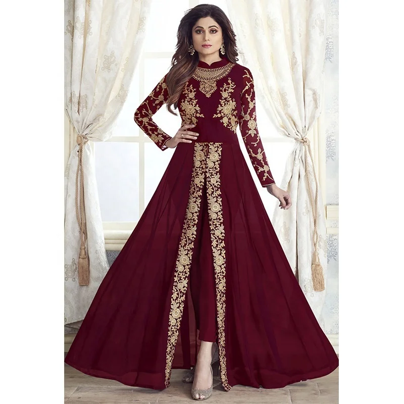 

LSMR0707 Newest India Style Embroidered Women Evening Dress Factory Supply Full Sleeve Muslim Dress