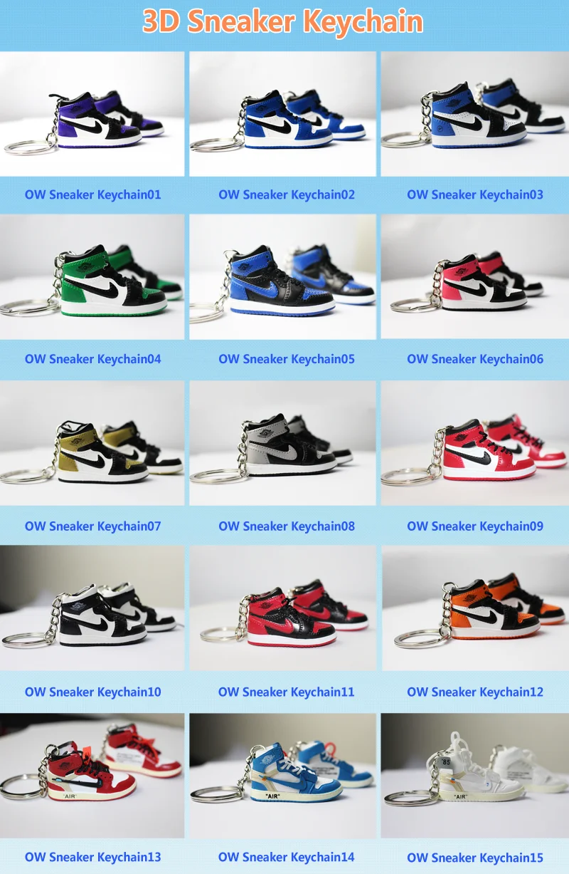 
Zhongshan Oneway Factory Made Wholesale Custom Fashion Design Personalized 3D Rubber Sneaker Keychain, Mini Shoes Keychin 