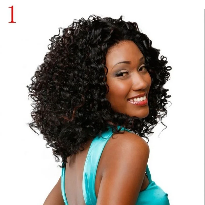 

Jhcentury Hot Sale Black Curly Wig Headgear Synthetic Wigs Fashion Wigs For Ladies, Pics