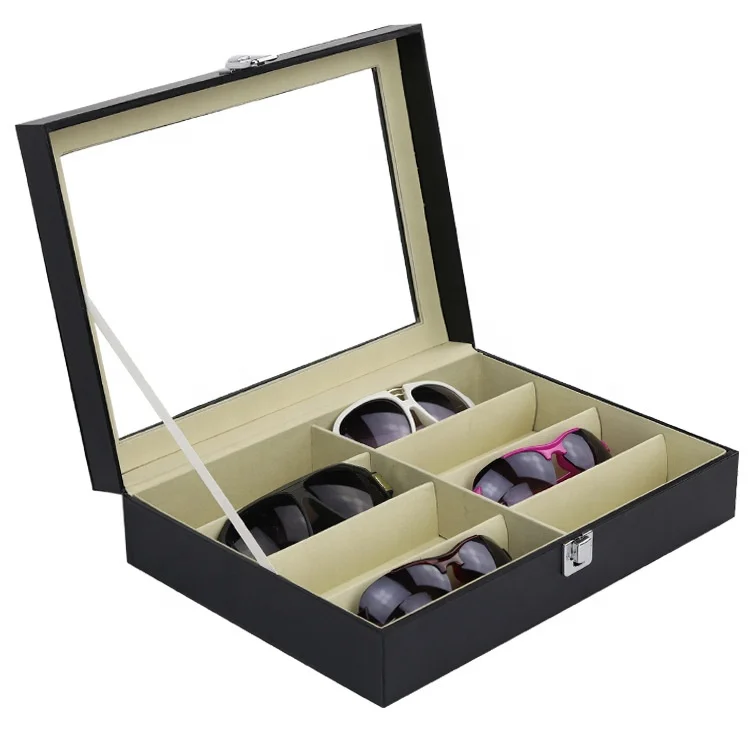 

Multi Sunglasses Organizer Sharemore Eyeglasses Display Case Glasses Collection Case Pu Eyewear Storage Box with 8 Slots