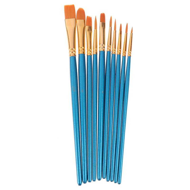 

10Pcs/set Artist Paint Brush Set Nylon Hair Watercolor Acrylic Oil Painting Brushes Drawing Art Supplies