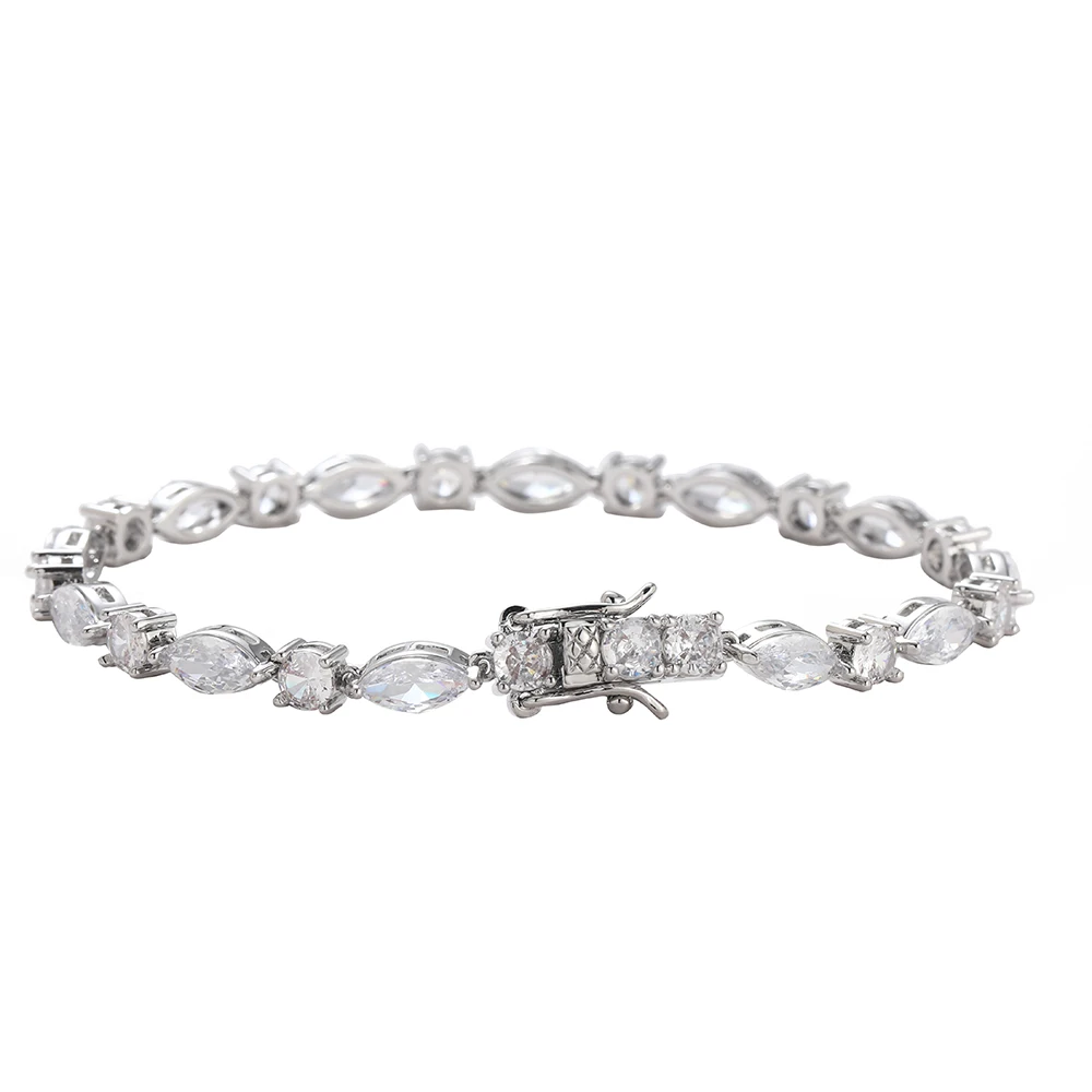 BB139 Brass CZ Jewelry Tennis Chain Bracelet for Men and Women Wedding Party Gift