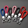 High Grade Hand Woven Leather Car Key Chain 360 Degree Rotating Horseshoe Buckle Jewelry Key Rings Holder Genuine Bag Pendant