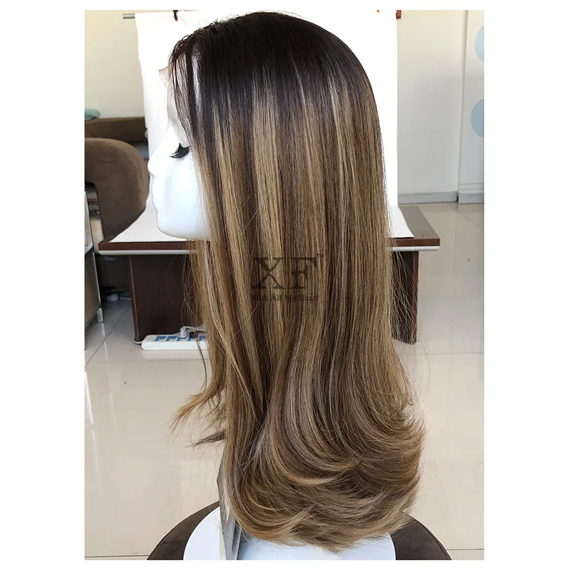 

Custom Made Orders Available Stunning Highlights Color 100% European Human Hair Swiss HD Lace Top Wigs, Light brown with highlights color
