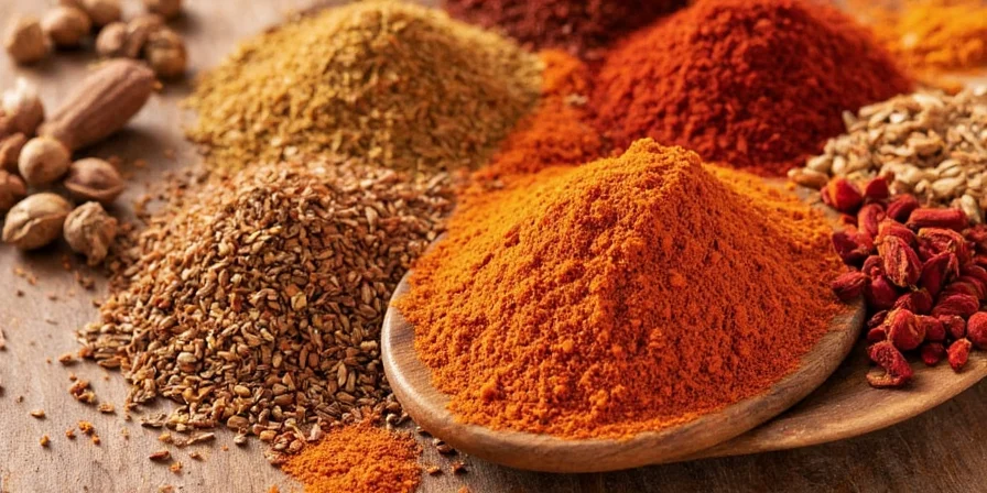 A tray showing individual garam masala ingredients