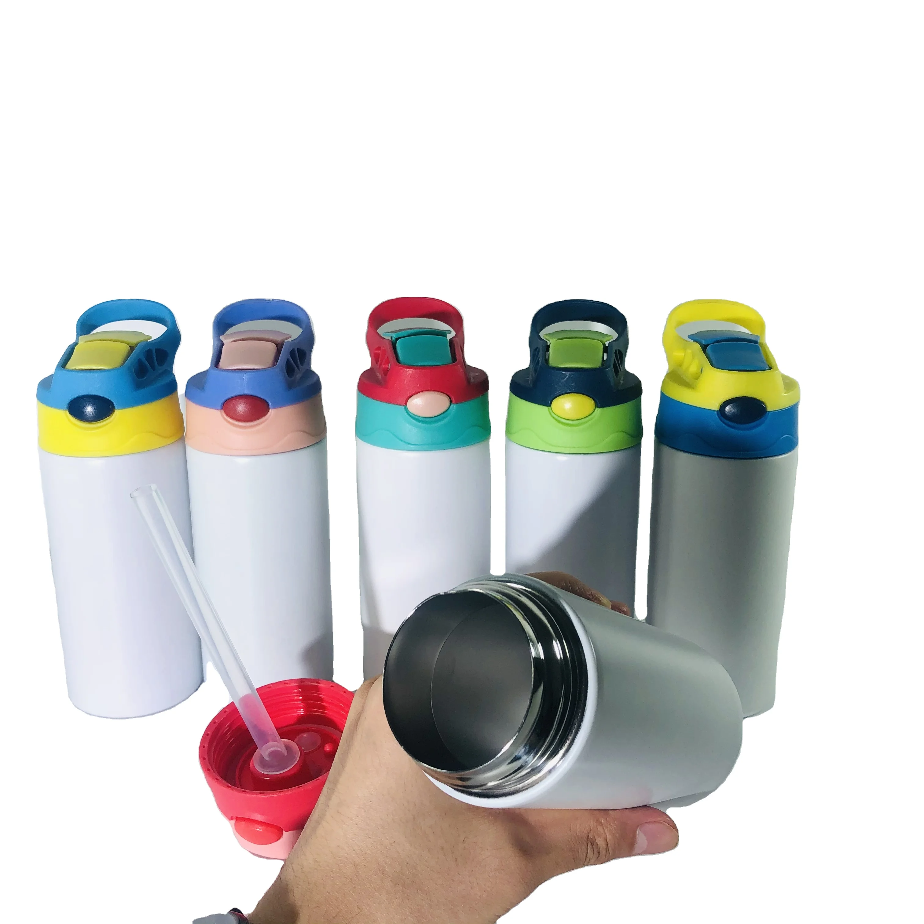 

400ml Sublimation double walled stainless steel white blanks insulated vacuum flask thermal kids water bottles one touch stopper