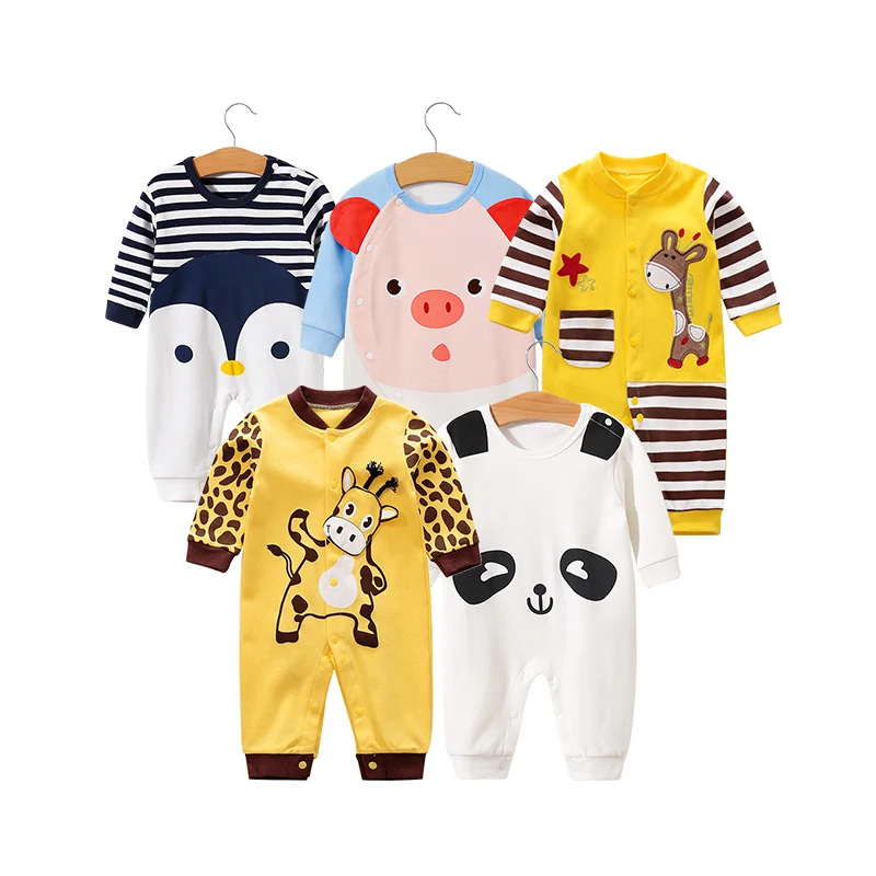 

100% Cotton Long Sleeve 3-24 Months Unisex Spring and Autumn Cartoon Cow Baby Romper
