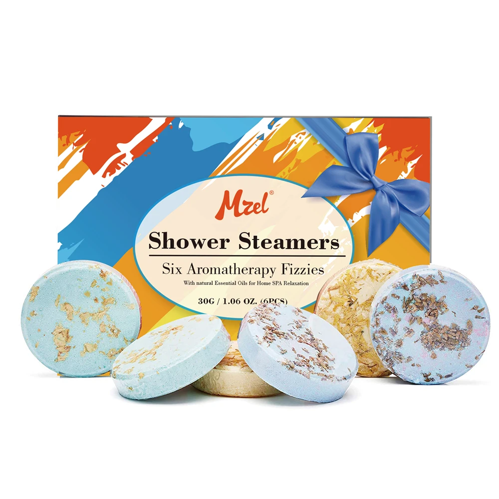 

Mzel Aromatherapy Shower Steamers Gifts for Women - 6pcs/Set Shower Bombs with Essential Oils for Stress Relief, Customized