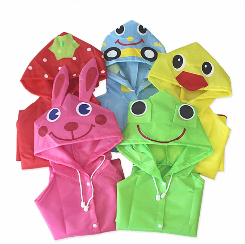 

PE Vogue Botton Raincoat Children Thicken Cartoon Print Raincoat Children Waterproof Cute Soft Raincoats, Red/yellow/pink/blue/green