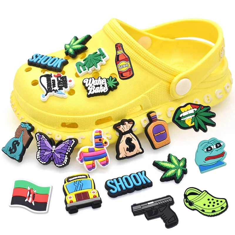 

2021 UNN croc LUKE COMBS SCHOOL evil eye pvc weed gun croc charms with wholesale price, As picture