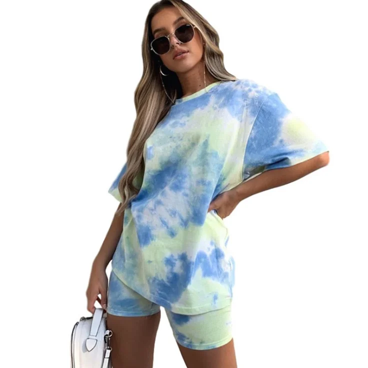 

Summer 2021 Comfy Adorable Tie Dye 2 Piece Set Outfit Perfect For Lounging At Home Or for Wearing To Bed