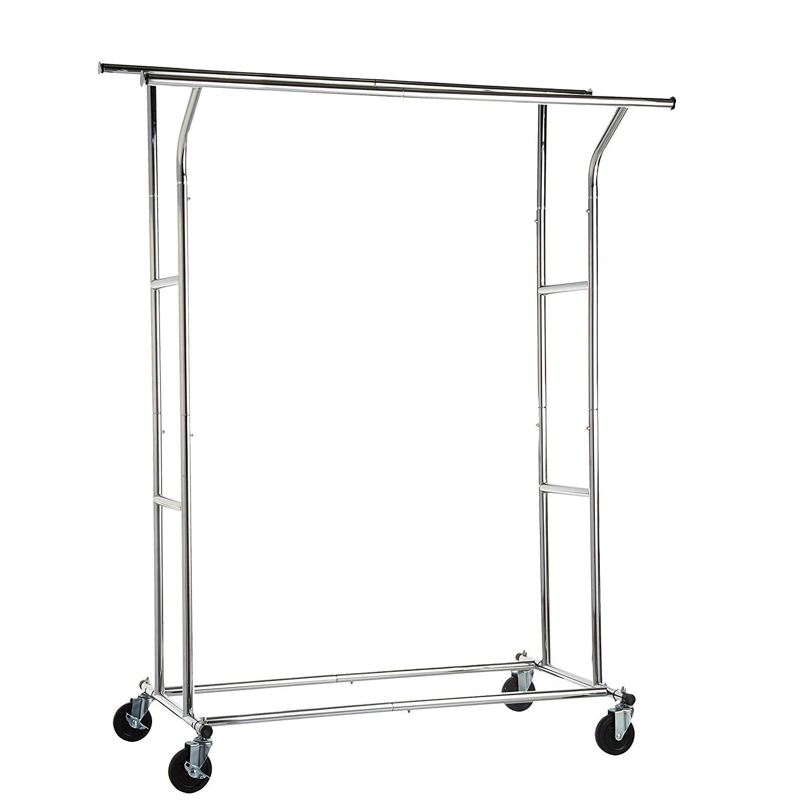 Heavy Duty Double Rod Adjustable Rolling Garment Rack Rolling Garment ...