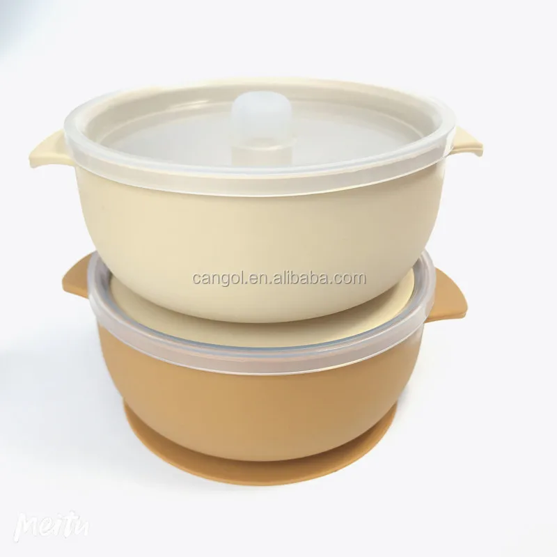 
Customized Brand Stock baby silicon suction bowl for Baby CPC BPA Free Kids Feeding suction silicone bowl lids 