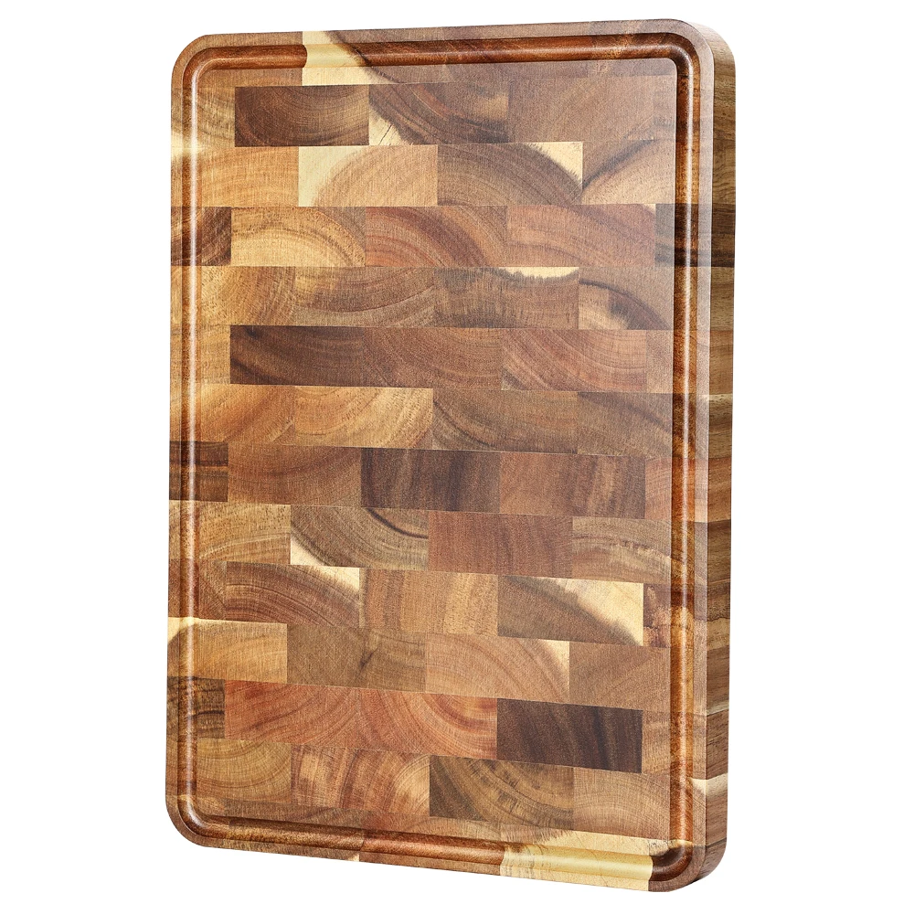 

XINZUO New Arrivals Multipurpose Square Acacia Wood End Grain Wooden Meat Vegetables Chopping Cutting Board